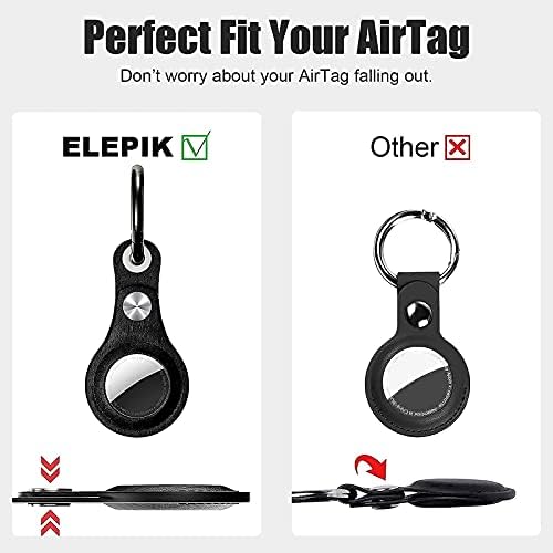 Elepik Leather Airtag Solder para Airtag com protetor de tela, caixa de ar-Airtag anti-perdida, chaveiro