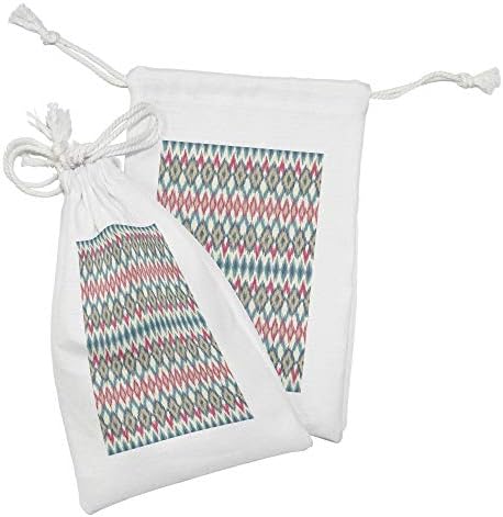 Conjunto de bolsas de tecido Ikat de Ambesonne Ikat de 2, estilo amarrado Triângulo com um efeito artesanal