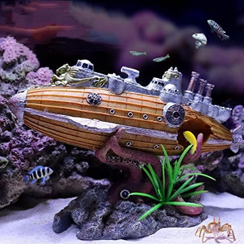 Decoração de polvo aquário ornamento submarino wreck house mini navio octopus caver