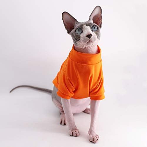 Sphynx sem pêlos de gato algodão Tshirts Roupas de estimação, camisetas de gatinho com mangas, gatos