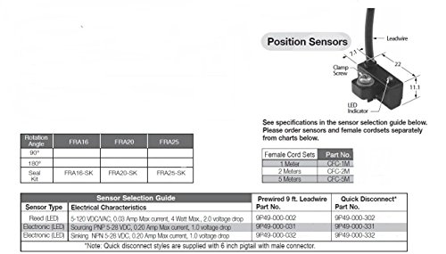 Fabco-AIR 9P49-000-002 Sensor de LED de Reed para atuários da série FRA Atuadores, 5-120 VCC/VAC,