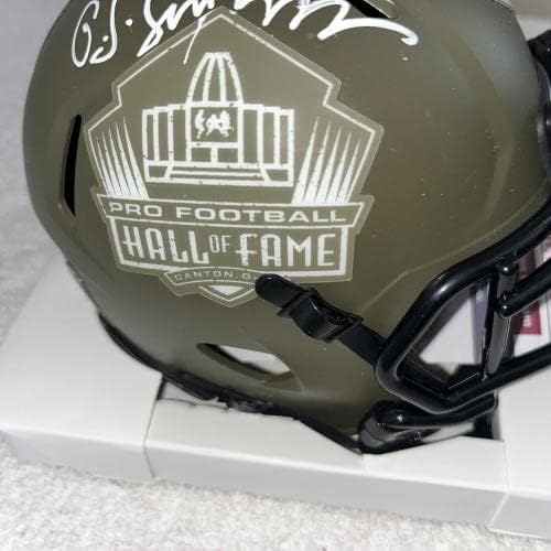 OJ Simpson autografado assinado Hof Saudação para atender Mini capacete JSA CoA - Mini capacetes autografados