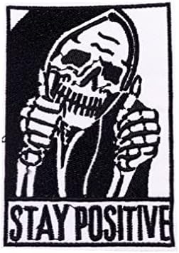 Mantenha o crânio positivo Ghost Hands Thumbs Up Patch de tecido bordado de tecido punk punk bordado patch