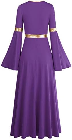 Mulheres Metálicas V Nech Louved Danom Vestor Litúrgico Costume Bi Color Bell Manga Longa Igreja Robustos