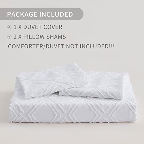 Maple & Stone Tufted Tufted Toupet Cover Size King Branco - Bedding Texturizado Boho Conjunto para