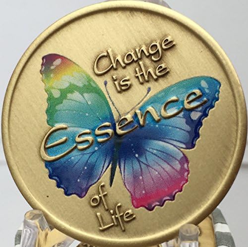 Mudança é a essência da vida cor arco -íris Butterfly Serenity Medallion Chip