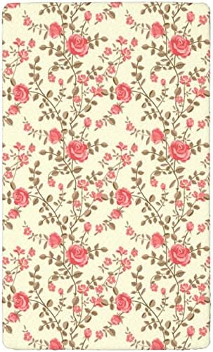 Folha de berço com tema de rosa, colchão de berço padrão folhas de colchão de berço de lençóis de colchão