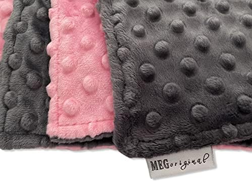 Meg original Paris Pink e Charcoal Grey Minky Dot Baby Girl Clanta