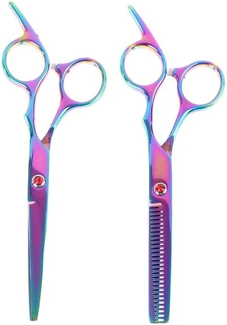 Espesso 2styles 6 polegadas Rainbow Cut Scissors Rainning Barber Scissor Hairdressing Scissors for Hair