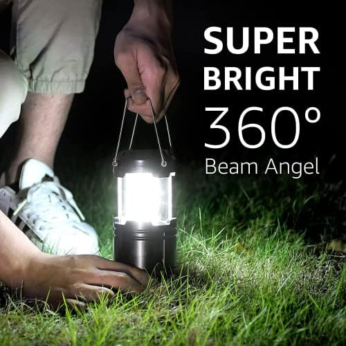 Pacote de lâmpada de lanterna LED alimentada por bateria para acampar, luz de emergência dobrável para