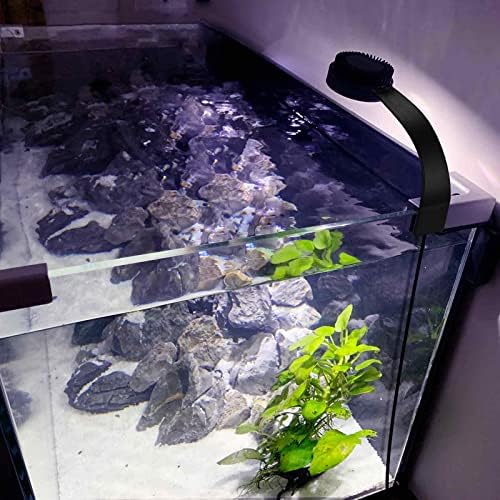 Silmoiran Small LED Aquarium Light para tanques de peixes, 12 LEDs, clipe branco e azul na luz do tanque de peixes