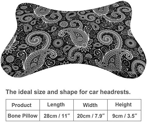 Almofada de pescoço de carro de carro de carro de padrão preto e branco 2 PCs Coscada de cabeça respirável