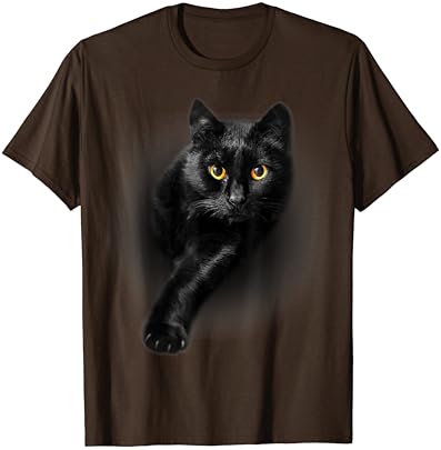 Presente de camisetas de camisetas de olhos amarelos de gato preto Presentes de camiseta de camiseta