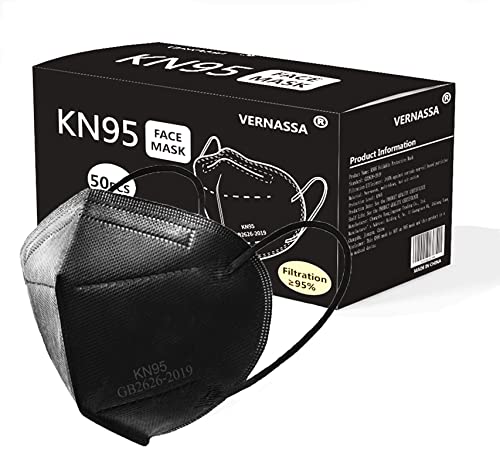 Vernassa kn95 máscara facial 50 pacote, embrulhado individualmente, máscara de segurança confortável e respirável