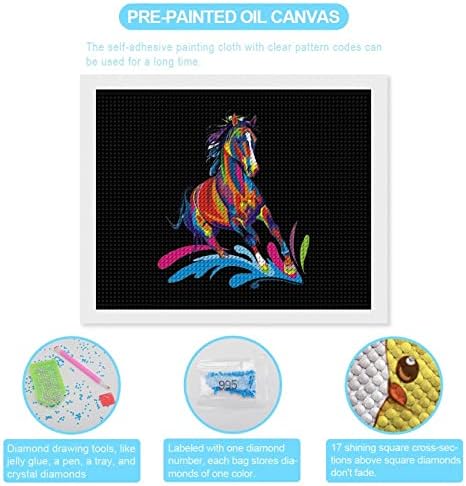 Kits de pintura de diamante de arte pop colorido de cavalos 5D DIY DRILHA FILIZAÇÃO RETRAS DE RETRAS