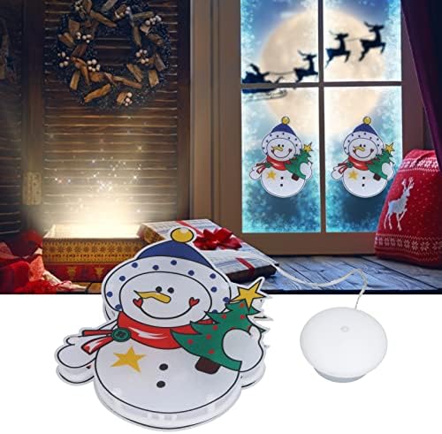 Decorações de janelas iluminadas de Natal PLPLAAOO, Luz de Janelas de Snowman de Natal, Boneco de neve LED de