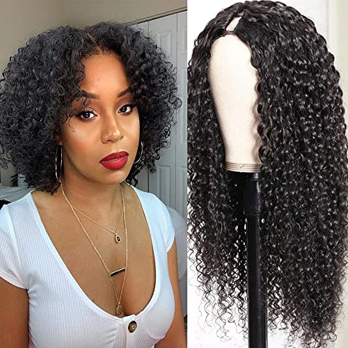 Ainmeys de 8 polegadas Curly V Parte perucas Brasileiras Brasileiras Cabelas Curly Human Wigs Para Mulheres Negras