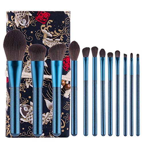 Txukk 12 pcs azul brilhante pincel de maquiagem de cor litchi amarração de kit de maquiagem de pacote