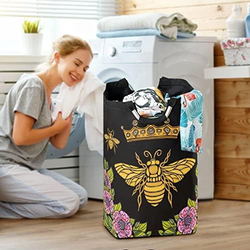 Bolsa de lavanderia Mnsruu com alças, flores da coroa de abelhas Bordado