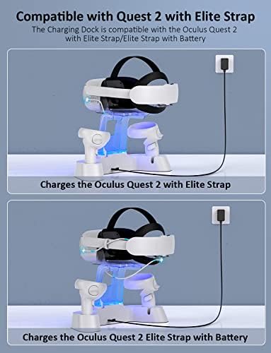 NEXIGO APRENCIELTO DE CARREGEM DOCK COM LUZ LED [ON/OFF] para Oculus Quest 2, [Suporte de elite