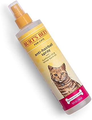 Burt's Bees for Pets Anti-Hairball Cat Spray | Remédio para gatos com óleo de trigo e óleo de girassol | Free