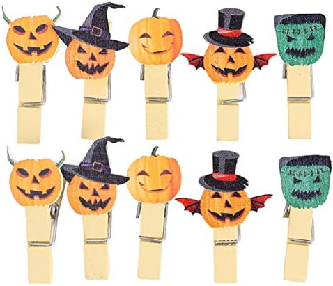 AMOSFUN 40PCS Halloween Clipes de estilo de madeira Pumpkin Decorative Clips Small lanches clipes para uma