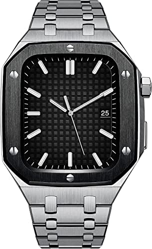 Cinta cnhkau+estojo integrado para apple watch 7 45 mm Metal Smart Drop Protection Watch Strap for