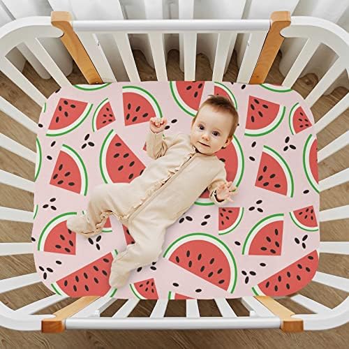 Kicpoay encaixou lençóis de berço fofos folhas de playard portátil de melancia rosa para bebês