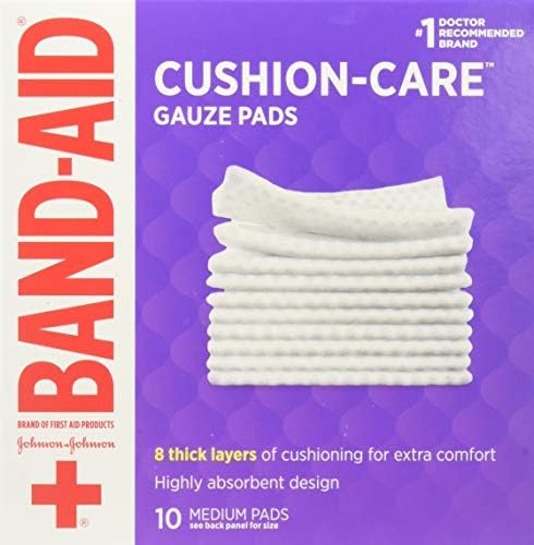 Band-Aid Brand Cushion Care Notticle Gaze Pads embrulhados individualmente, médio 3 em x 3 polegadas,