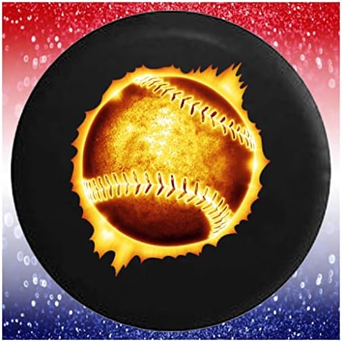 Capas de pneus de carro brilhantes Red Fire Softball Baseball Esportes pretos de 30 a 31 polegadas