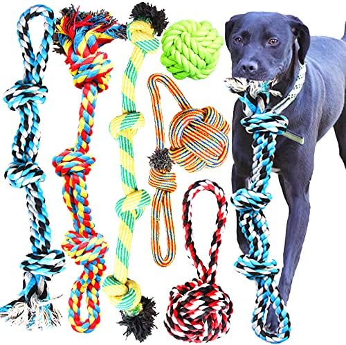 Youngever 6 embalam brinquedos de corda de cachorro grandes, brinquedos para mastigar cães, brinquedos