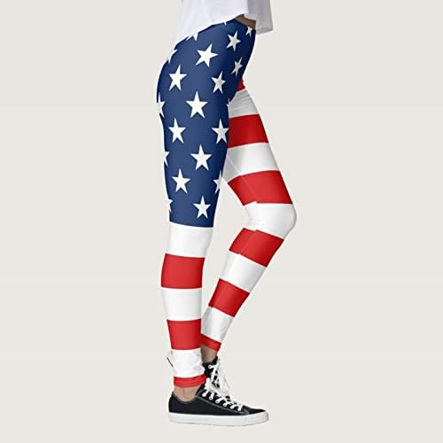 Bandeira americana 4 de julho Leggings femininos de cintura alta USA Star Stripe Star Yoga Pants