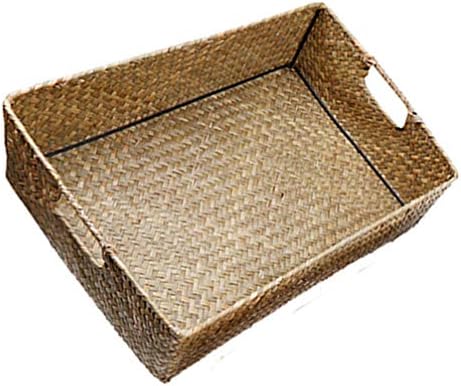 Housoutil 1pc Cestas de armazenamento de jacinto de água, cesta de tecido com alças de transporte, caixa de