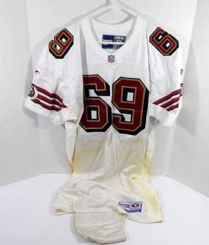1997 San Francisco 49ers Milstead 69 Jogo emitido White Jersey 52 DP34746 - Jerseys de Jerseys usados ​​da