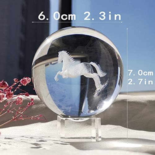 H&D Hyaline & Dora 60mm Crystal Paperweight com 2pcs Stand Fengshui Crystal Ball Home Decoration