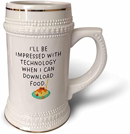 Imagem 3drose de citação engraçada sobre tecnologia e comida - 22oz de caneca de Stein