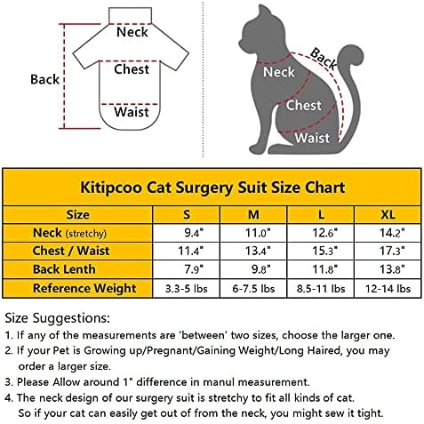 KitipCoo Professional Surgery Recovery Suit para gatos Colar Coloque Algodão Respirável Cirurgia Ferros