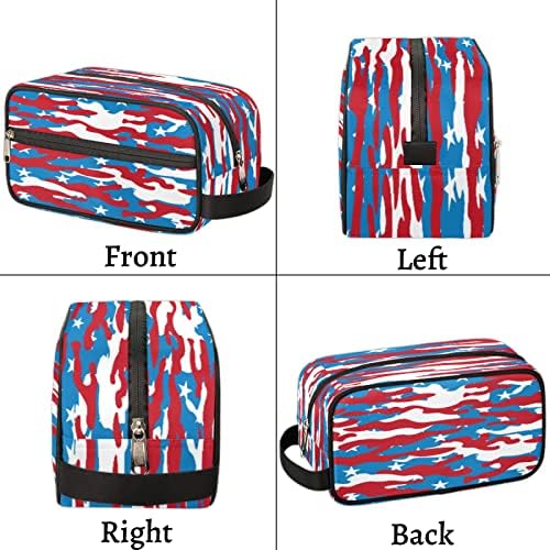 Bolsa de higiene pessoal portátil de viagem portátil, bandeira americana Dopp Kit Cosmetic Organizer