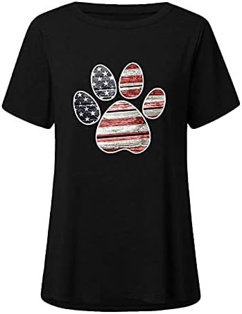 Quarto de julho, camisas femininas bandeira americana bandeira camisetas de girassol de verão Blusa de manga curta