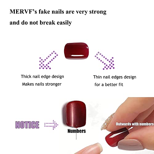 Mervf Square Press On Nails Medium Nails French Tip Squa