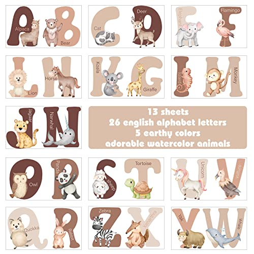 Decalques de parede do alfabeto de animais gostosos de decoração de parede boho abc letras grandes de parede