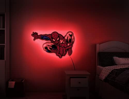 Spider Night Lights for Kids Wall Decor Led Sign - Lâmpada noturna para o quarto - Crianças