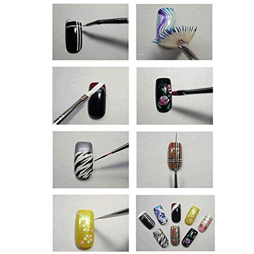Escovas de unhas, escovas de arte kit-20pcs pontilhando canetas detalhando as ferramentas de listras de pintura