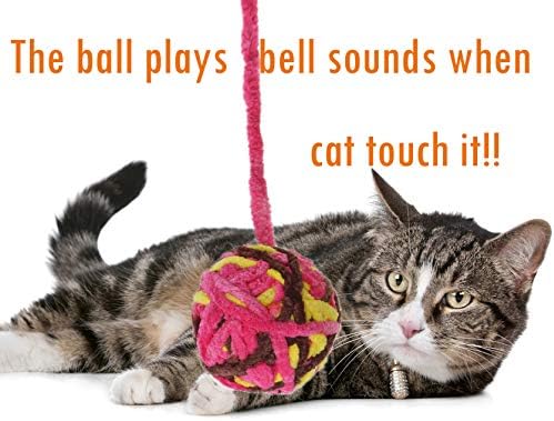 Brinquedos interativos de gato para gatos internos perseguindo, 3 pacote colorido de bola de lã