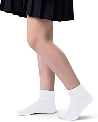 Dedos de seda garotas manguito meias sem costura, 3 ou 6 pk meias de uniforme escolar da tripulação
