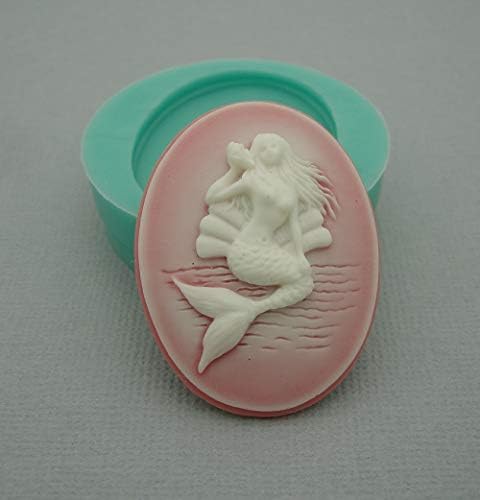 F S Silicone Mold Marmaid Seashell Cameo flexível para artesanato, jóias, resina, scrapbooking, argila de
