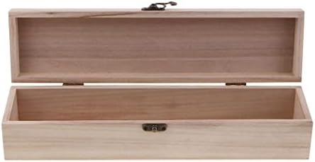 Mispro 2pcs Caixa de madeira inacabada e não pintada, pequena caixa de armazenamento retângulo com estojo de armazenamento