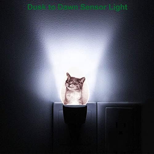 Swono Hand desenhado rindo luz noturna com sensores de luz Kitten fofo Smile Smile Night Light Auto