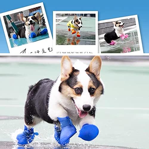 Meiyixin Botas de cachorro Sapatos impermeáveis ​​para cães com 4pcs reflexivos