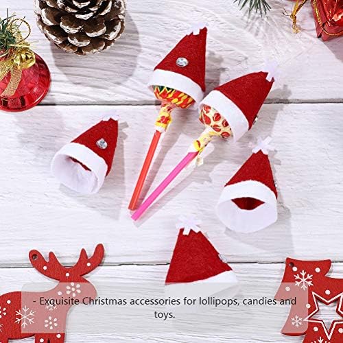 Besportble 24pcs Christmas Lollipop chapéu mini chapéu de chapéu de pirulito para Candy Red Christmas Decoration